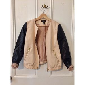 Blush Jacket with Faux Leather Sleeves